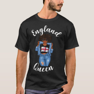 Euro Football England Queen Black Girl Women Suppo T-Shirt
