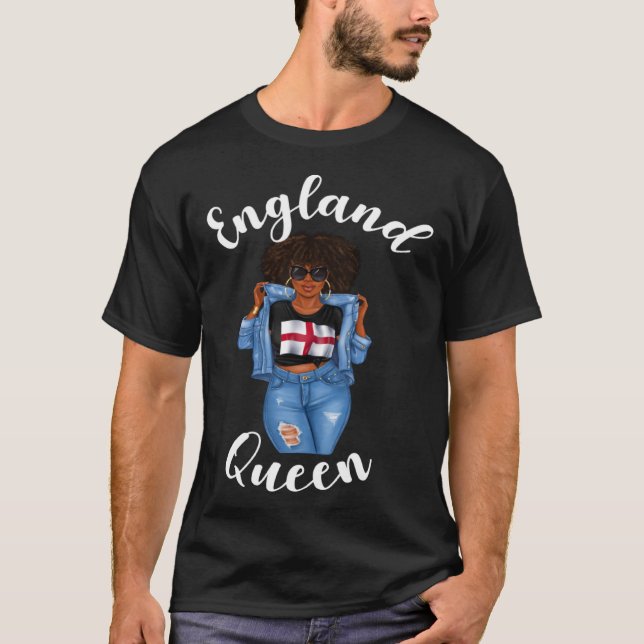 Euro Football England Queen Black Girl Women Suppo T-Shirt (Front)