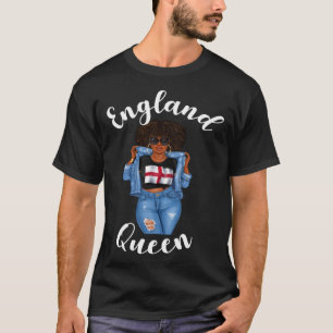 Euro Football England Queen Black Girl Women Suppo T-Shirt
