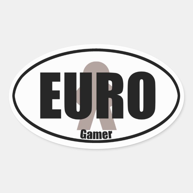 Euro Gamer Funny Meeple Tabletop Decal Style Oval Sticker (Front)