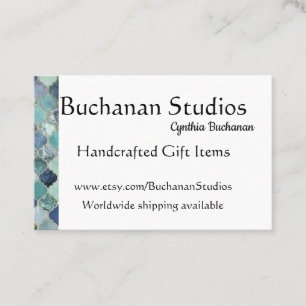 Euro Large Personalise Text Memorable Blues Business Card