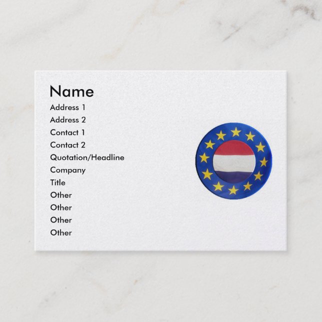 Euro Netherlands Business Card (Front)