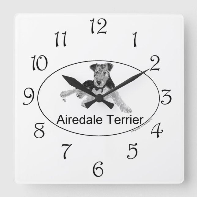 Euro-Style Puppy Square Wall Clock (Front)