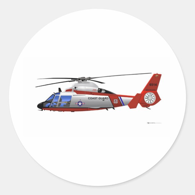 Eurocopter HH-65C Dolphin Classic Round Sticker (Front)