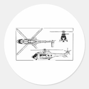 Eurocopter-Super-Puma-SA-33 Classic Round Sticker