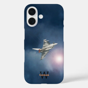 Eurofighter Typhoon aeroplane, night sky, your nam iPhone 16 Case