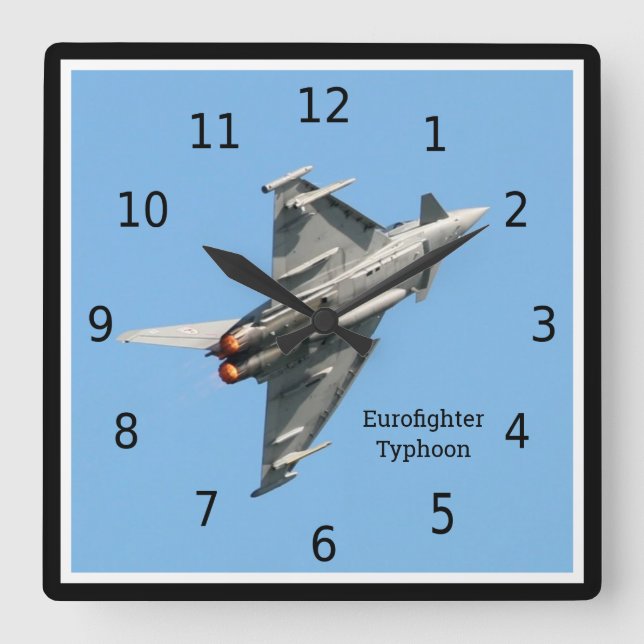 Eurofighter Typhoon military plane, personalised Square Wall Clock (Front)