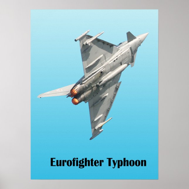 Eurofighter Typhoon on blue  background Poster (Front)