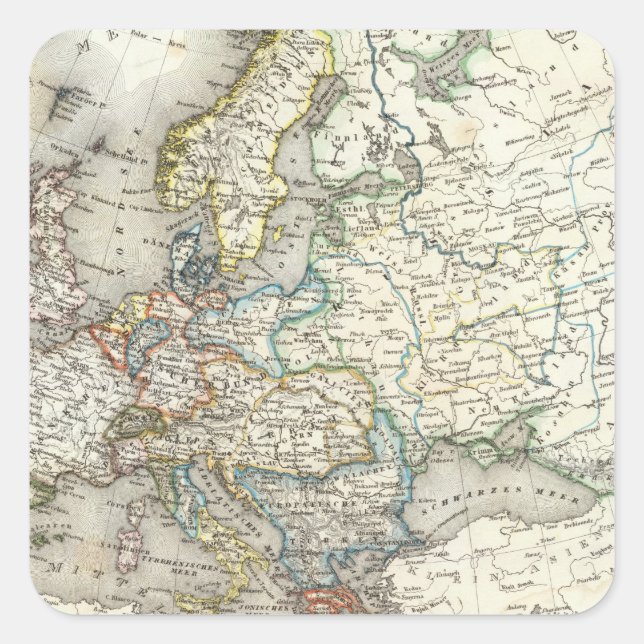 Europ Map Square Sticker (Front)