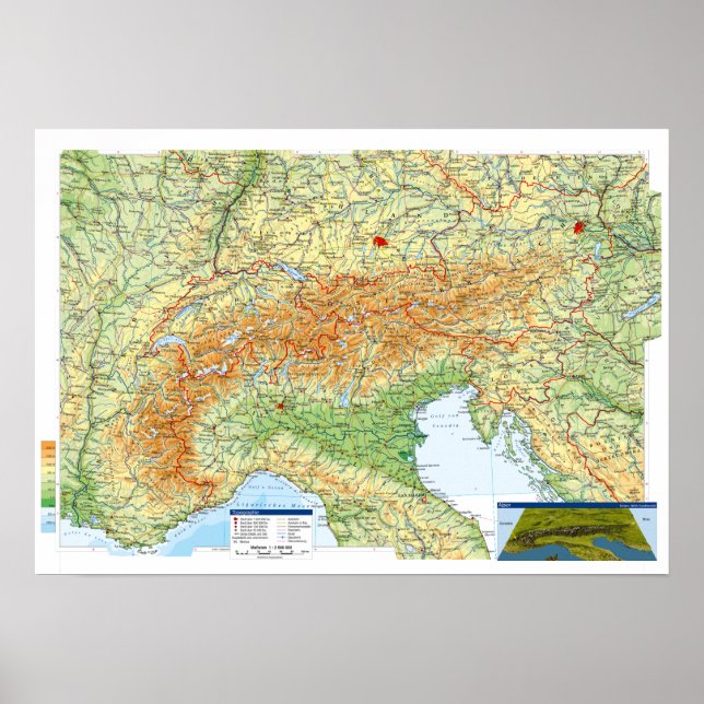 " Europa: 2021/heute - Karte ALPEN Region ... Poster (Front)