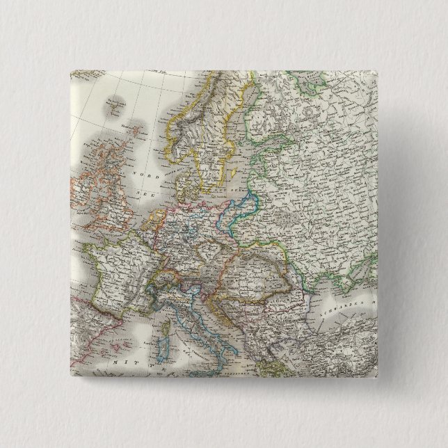 Europa Atlas Map 15 Cm Square Badge (Front)