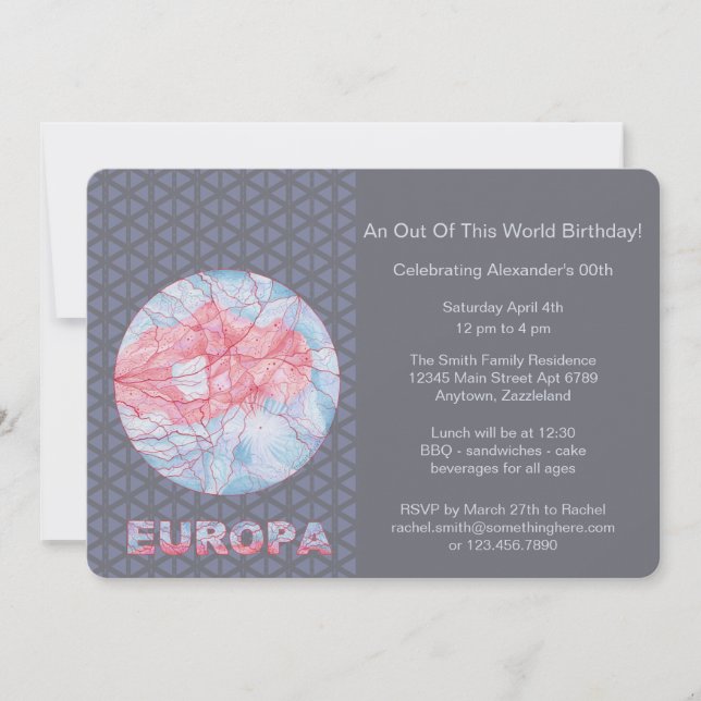 Europa Jupiters Moon Space Geek Colourful Invitation (Front)