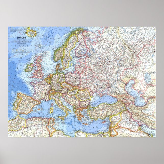 " Europe: 1962 Detailed MAP ... Poster (Front)