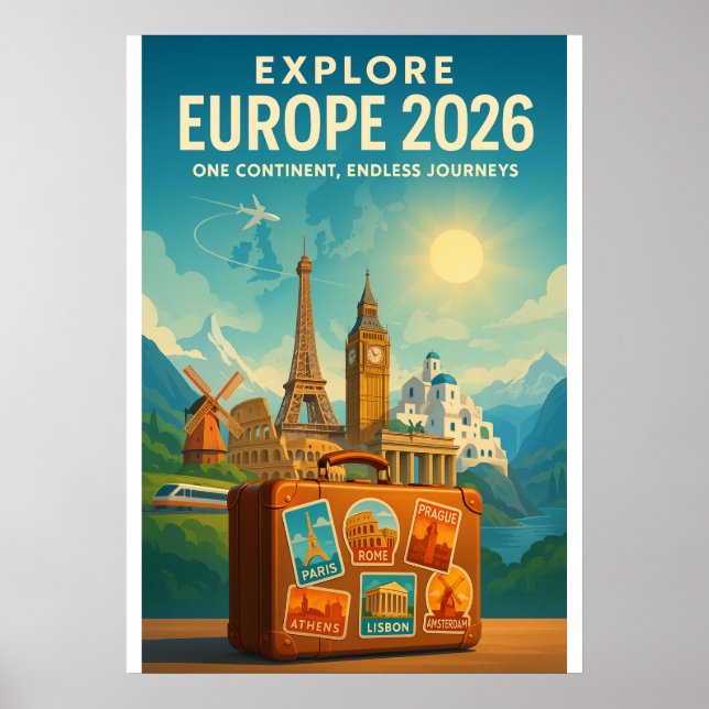 EUROPE 2026 — One Continent, Endless Journeys Poster (Front)