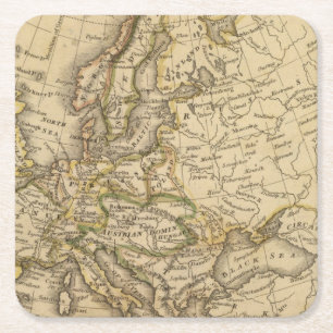 Europe 6 square paper coaster