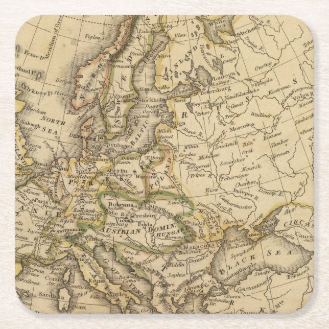 Europe 6 square paper coaster (Front)
