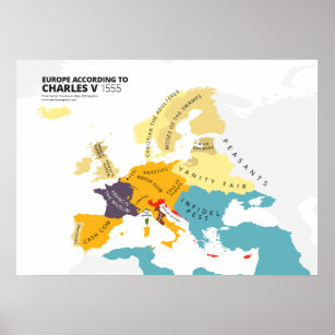 Europe According to Charles V, Holy Roman Emperor Poster