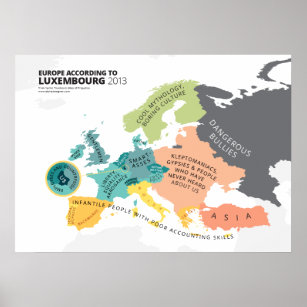 Europe According to Luxembourg Poster