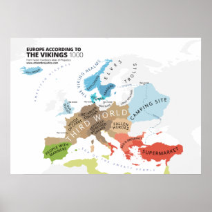 Europe According to the Vikings Poster