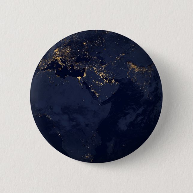 Europe, Africa & Middle East City Lights At Night 6 Cm Round Badge (Front)