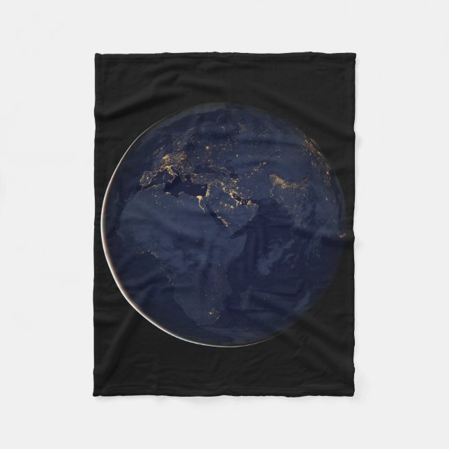 Europe, Africa & Middle East City Lights At Night Fleece Blanket (Front)