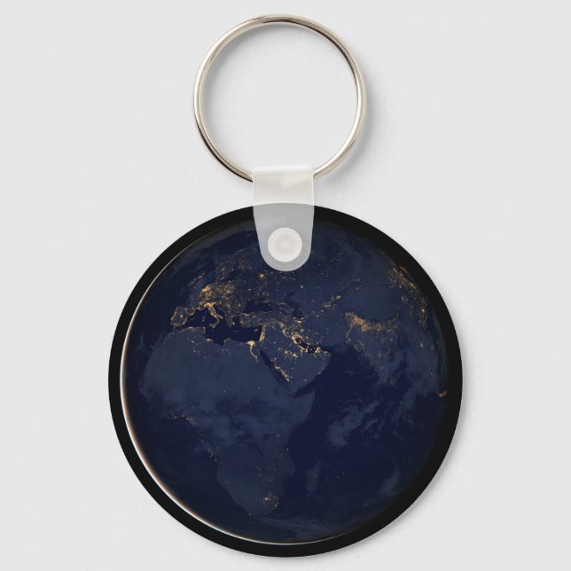 Europe, Africa & Middle East City Lights At Night Key Ring (Front)