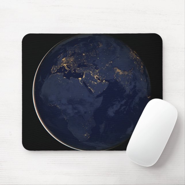 Europe, Africa & Middle East City Lights At Night Mouse Mat (With Mouse)