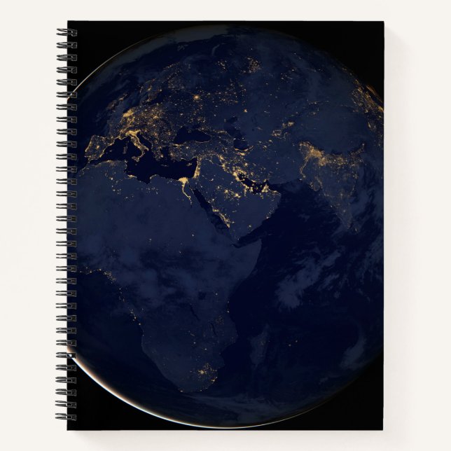 Europe, Africa & Middle East City Lights At Night Notebook (Front)