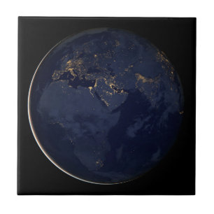 Europe, Africa & Middle East City Lights At Night Tile