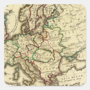 Europe ancient, modern square sticker