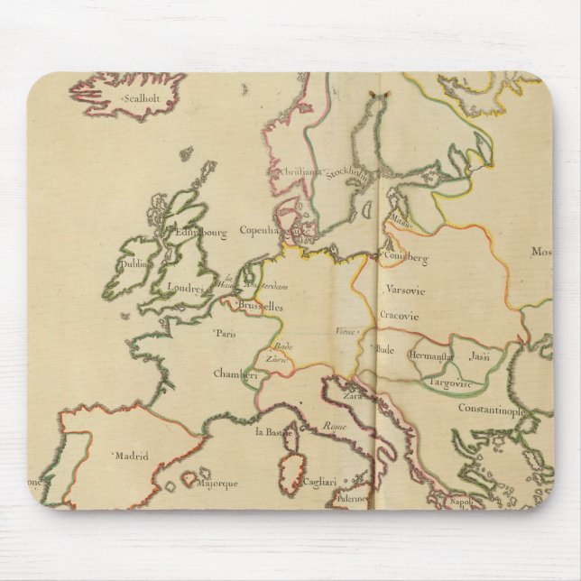 Europe and Major Cities Mouse Mat (Front)