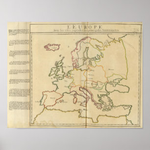 Europe and Major Cities Poster