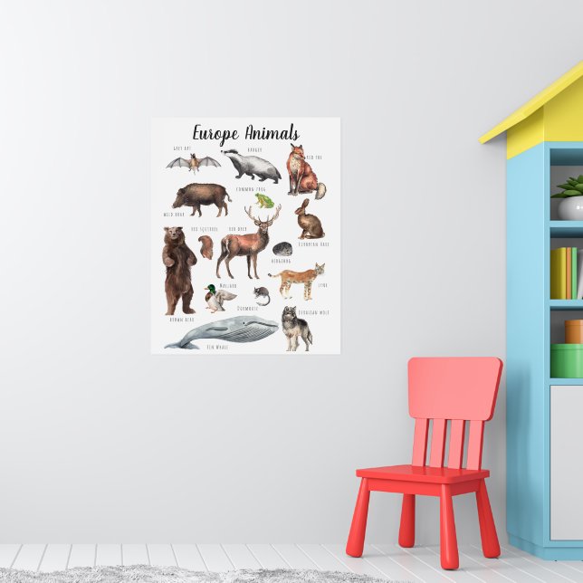 Europe Animals | Education Learning Classroom Poster (Nursery 1)