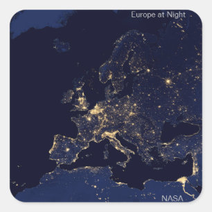 Europe at Night by NASA Square Sticker