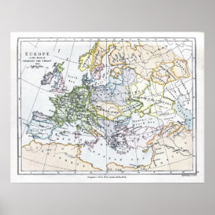 Europe at the death of Charles the Great: 814 AD Poster