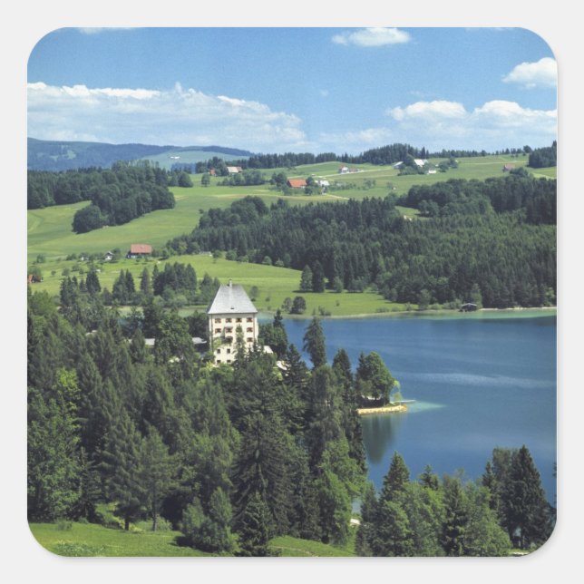 Europe, Austria, Fuschl. Schloss Fuschl Castle Square Sticker (Front)