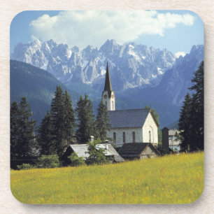 Europe, Austria, Gosau. The spire of the church Coaster