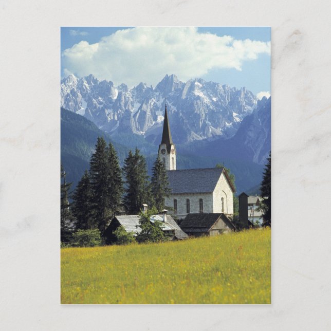 Europe, Austria, Gosau. The spire of the church Postcard (Front)