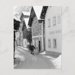 Europe, Austria, Hallstat. Snowy street Postcard