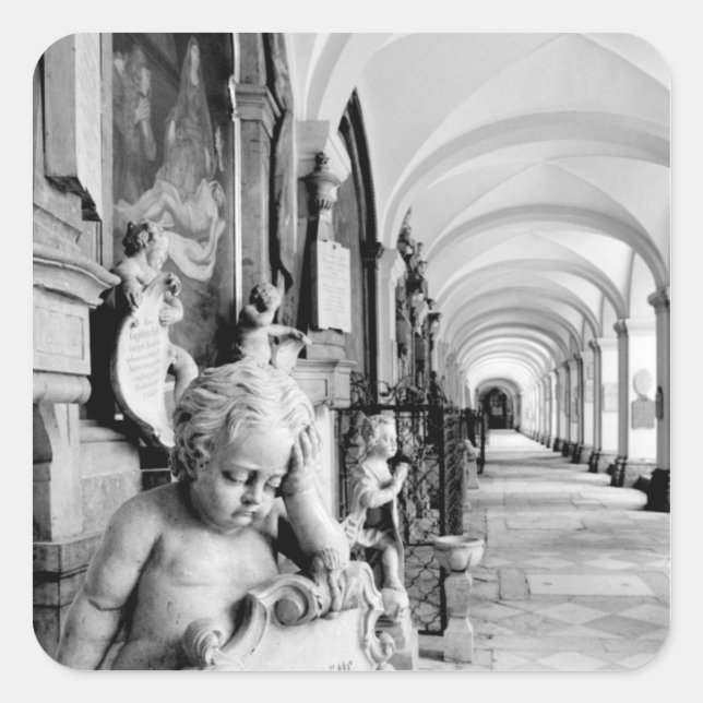 Europe, Austria, Salzburg. Cherub and monument 2 Square Sticker (Front)