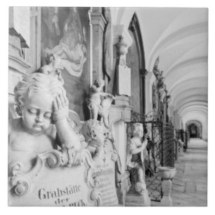 Europe, Austria, Salzburg. Cherub and monument Tile