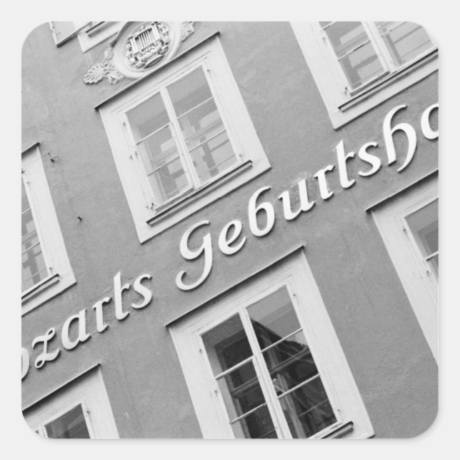 Europe, Austria, Salzburg. Mozart's Birthplace Square Sticker (Front)