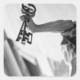 Europe, Austria, Salzburg. Statue with keys 2 Square Sticker