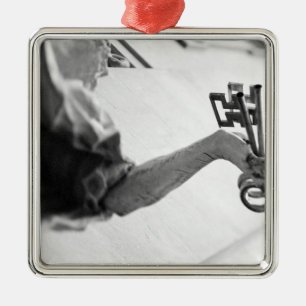 Europe, Austria, Salzburg. Statue with keys Metal Tree Decoration