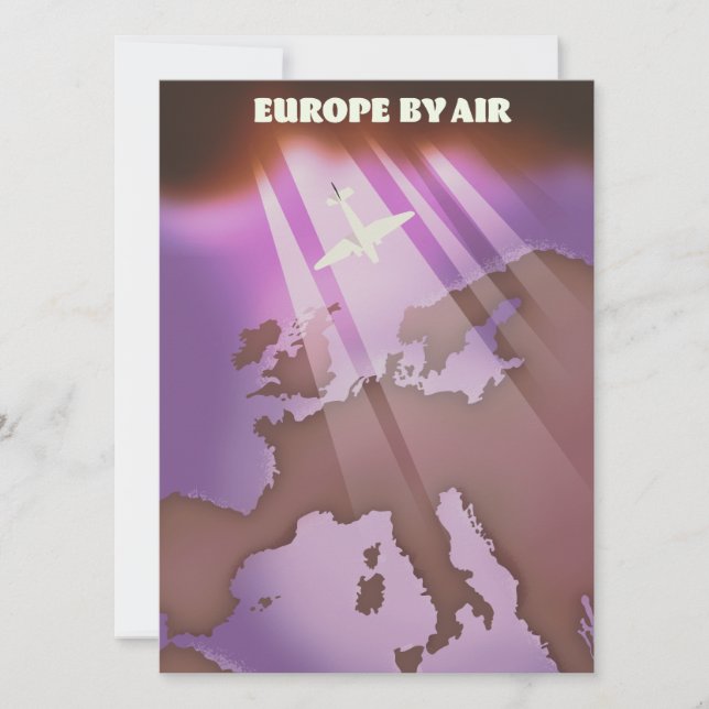 Europe By Air vintage style travel poster. (Front)
