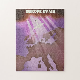 Europe By Air vintage style travel poster. Jigsaw Puzzle