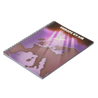 Europe By Air vintage style travel poster. Notebook