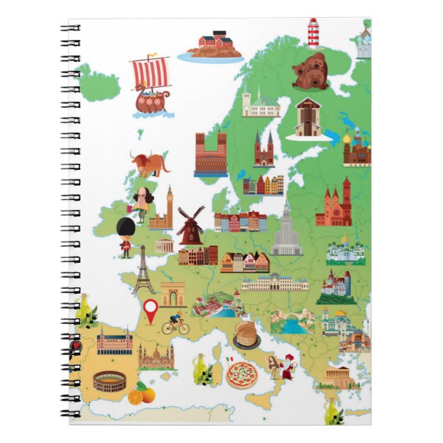 Europe Cartoon Map Notebook (Front)