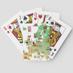 Europe Cartoon Map Playing Cards