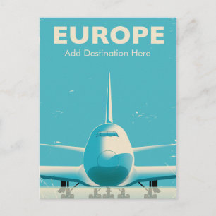 Europe Commercial airliner custom destination Postcard